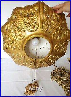 Vintage Ceramic Pendant Hanging Light Fixture, Boho Swag Lamp Gold 23x 17