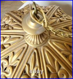Vintage Ceramic Pendant Hanging Light Fixture, Boho Swag Lamp Gold 23x 17