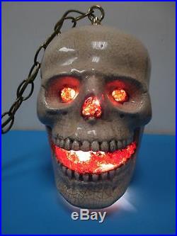 Vintage Ceramic Skull Swag Hanging Accent Lamp Light