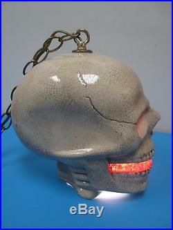 Vintage Ceramic Skull Swag Hanging Accent Lamp Light