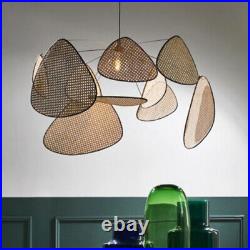 Vintage Chandelier Bamboo Wicker Rattan Pendant Light Hanging Ceiling Lamp