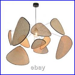 Vintage Chandelier Bamboo Wicker Rattan Pendant Light Hanging Ceiling Lamp