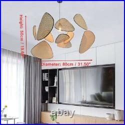 Vintage Chandelier Bamboo Wicker Rattan Pendant Light Hanging Ceiling Lamp