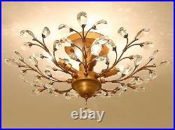 Vintage Chandelier Crystal Glass LED Ceiling Light Fixture Pendant Hanging Lamp