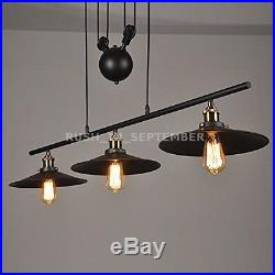 Vintage Chandelier Industrial 3- Light Pendant Ceiling Pull Up Down Lamp Kitchen