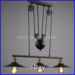 Vintage Chandelier Industrial 3- Light Pendant Ceiling Pull Up Down Lamp Kitchen