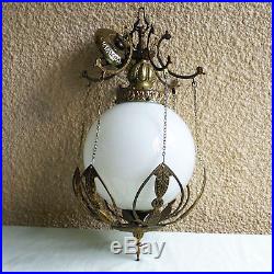 Vintage Chandelier Solid Brass Pendant Swag Single Light Fixture Hanging Lamp