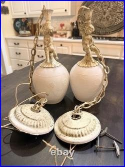 Vintage Cherub Swag Lights 1970s Lighting Lite Trend Original Wiring