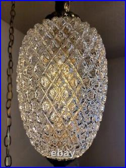 Vintage Clear Diamond Pineapple Nemo Swag Light, Refurbished