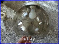 Vintage Clear Smoked Glass Pendant Swag Light Fixture MCM Mid Century Re-wired