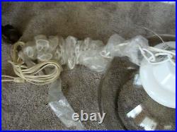 Vintage Clear Smoked Glass Pendant Swag Light Fixture MCM Mid Century Re-wired
