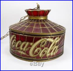 Vintage Coca-cola Tiffany Style Light Hanging Lamp Plastic 14 1/4 Tested