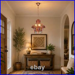 Vintage Colored Crystal Tassel Pendant Light, 13.4in Moroccan Home Decor Lamp New