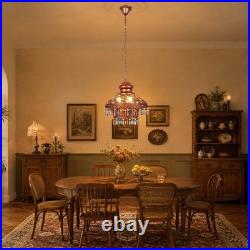 Vintage Colored Crystal Tassel Pendant Light, 13.4in Moroccan Home Decor Lamp New
