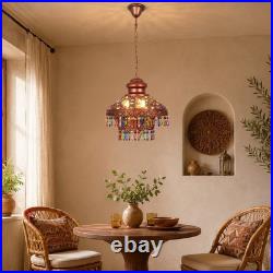 Vintage Colored Crystal Tassel Pendant Light, 13.4in Moroccan Home Decor Lamp New