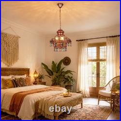 Vintage Colored Crystal Tassel Pendant Light, 13.4in Moroccan Home Decor Lamp New