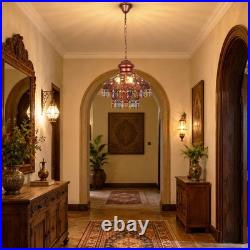 Vintage Colored Crystal Tassel Pendant Light, 13.4in Moroccan Home Decor Lamp New