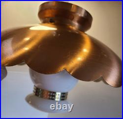 Vintage Copper & Brass Hanging Ceiling Light Mid Century withMilk Glass Shade