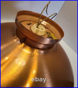 Vintage Copper & Brass Hanging Ceiling Light Mid Century withMilk Glass Shade