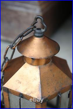 Vintage Copper Flash light ceiling lamp lantern glass pendant shade japanned
