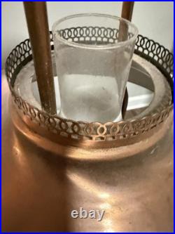 Vintage Copper Swag Lamp with Hurricane Glass Shade hanging plug