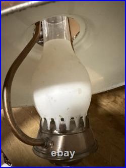 Vintage Copper Swag Lamp with Hurricane Glass Shade hanging plug