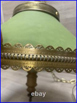 Vintage Cottage Style Retro Hanging Light Gold Toned & Green Encased Bulb Unique