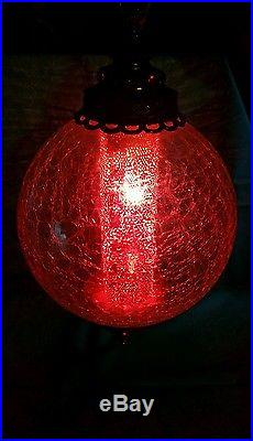 Vintage Crackled Glass Hanging Swag Ceiling Light Lamp Ball with Diffuser ORNATE