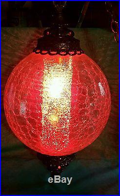 Vintage Crackled Glass Hanging Swag Ceiling Light Lamp Ball with Diffuser ORNATE