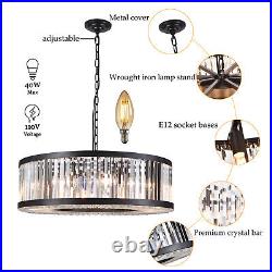 Vintage Crystal Chandelier Dimmable LED Ceiling Light Living Room Hanging Lamp