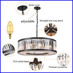 Vintage Crystal Chandelier Dimmable LED Ceiling Light Living Room Hanging Lamp