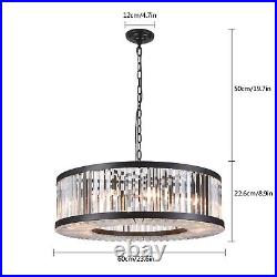 Vintage Crystal Chandelier Dimmable LED Ceiling Light Living Room Hanging Lamp