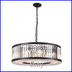 Vintage Crystal Chandelier Dimmable LED Ceiling Light Living Room Hanging Lamp