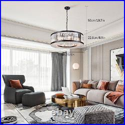 Vintage Crystal Chandelier Dimmable LED Ceiling Light Living Room Hanging Lamp