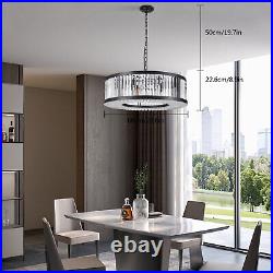 Vintage Crystal Chandelier Dimmable LED Ceiling Light Living Room Hanging Lamp