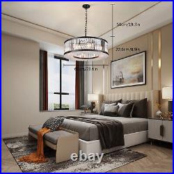 Vintage Crystal Chandelier Dimmable LED Ceiling Light Living Room Hanging Lamp