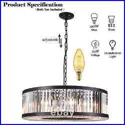 Vintage Crystal Chandelier Dimmable LED Ceiling Light Living Room Hanging Lamp