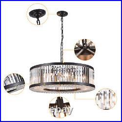 Vintage Crystal Chandelier Dimmable LED Ceiling Light Living Room Hanging Lamp