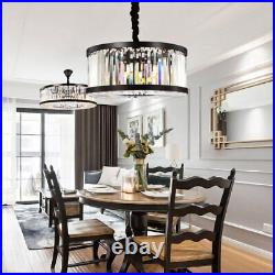 Vintage Crystal Chandelier Dimmable LED Ceiling Light Living Room Hanging Lamp