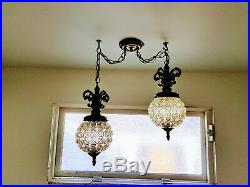 Vintage Crystal Swag Hanging Lamps EF-EF Industries Hollywood Regency