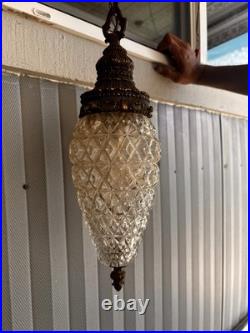 Vintage Crystal Swag Light Pinecone 1960s corded beautiful hanging install