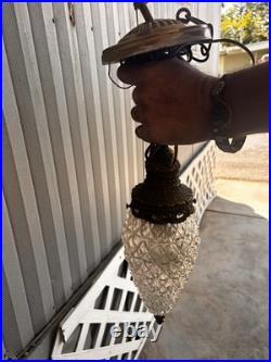 Vintage Crystal Swag Light Pinecone 1960s corded beautiful hanging install