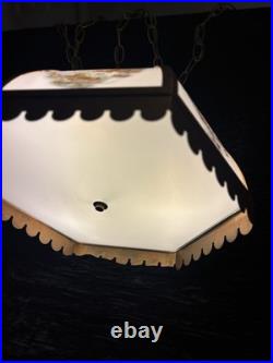 Vintage Currier & Ives 6 Panel Hanging Swag Lamp Homestead in Winter