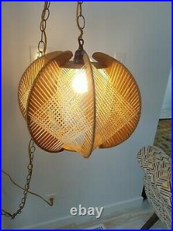 Vintage DANISH MODERN String PENDANT Light MID-CENTURY Swag LAMP Hanging MCM 60s