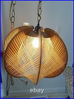 Vintage DANISH MODERN String PENDANT Light MID-CENTURY Swag LAMP Hanging MCM 60s