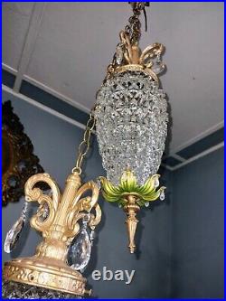 Vintage DBL Pineapple Pinecone MCM Hollywood Regency Swag Lamp