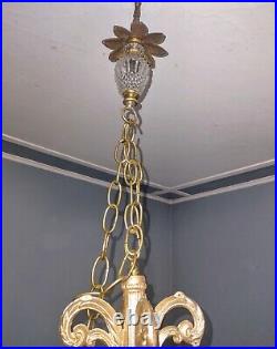 Vintage DBL Pineapple Pinecone MCM Hollywood Regency Swag Lamp