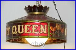 Vintage Dairy Queen DQ Tiffany Style Hanging Lamp Light Fixture Circa 1970's
