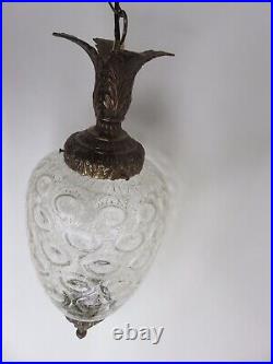 Vintage Dimpled Textured Glass Pineapple Swag Light Swag Lamp 24 Length