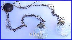 Vintage Double Glass Ball Hanging Swag Lamp Light